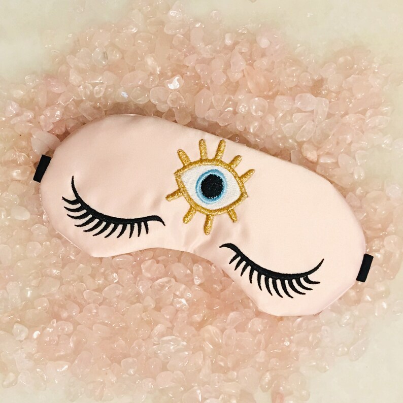 Weighted Rose Quartz Healing Crystal Infused Sleep Eye Mask Etsy