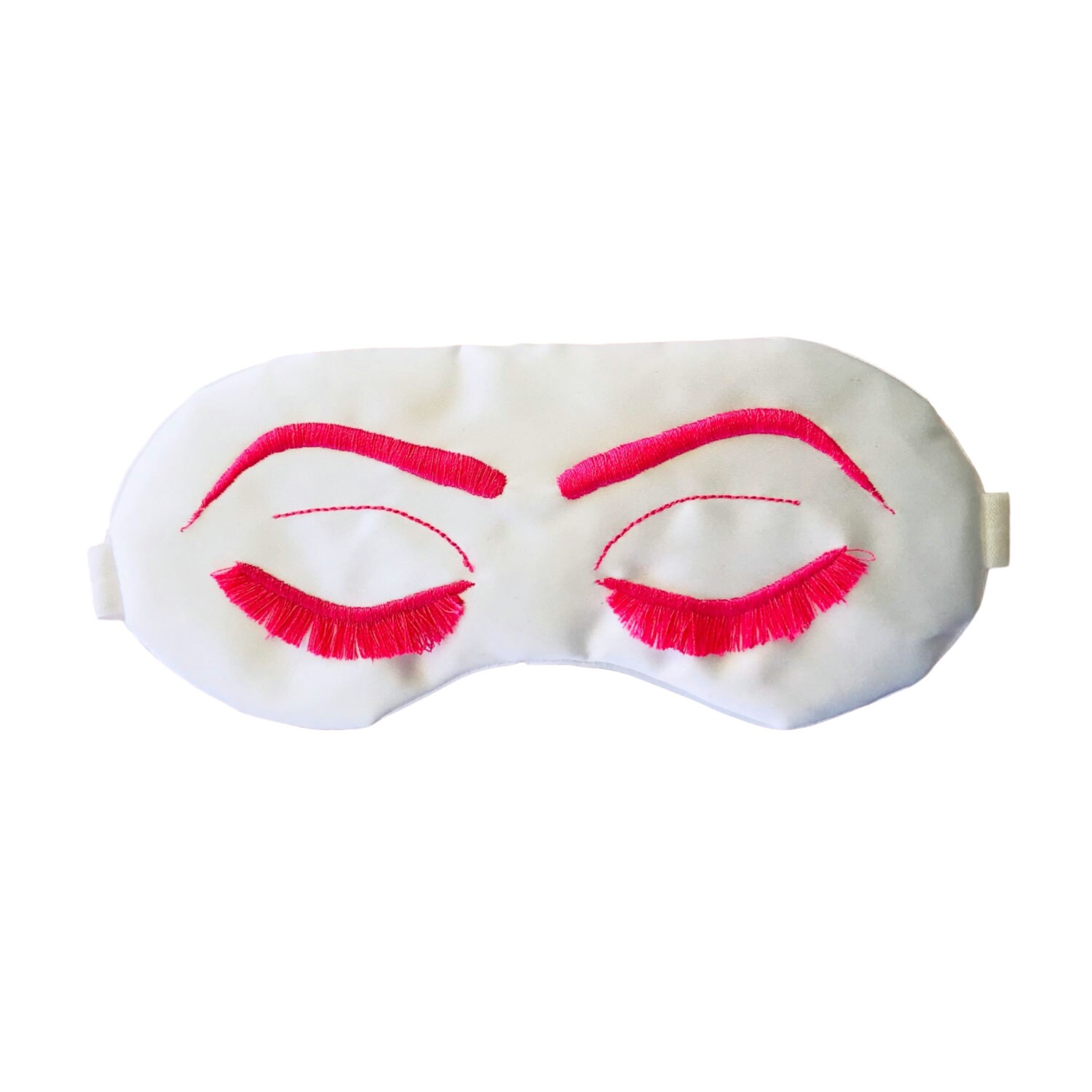 Vintage Glam Eyelashes Sleep Mask in White with Electric Pink Etsy