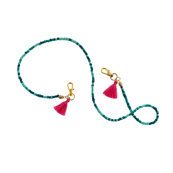 Turquoise Beaded Tassel Mask Chain Necklace Il_570xn