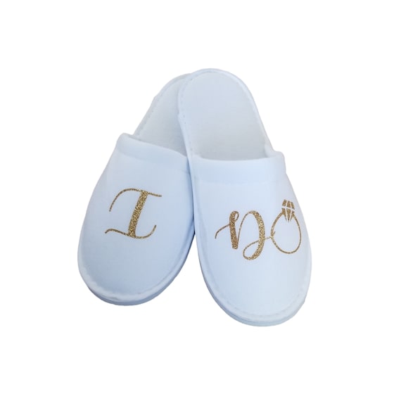 Bride Slippers - I Do - White and Gold Il_570xn