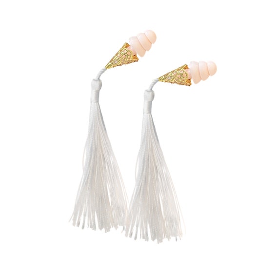 Breakfast at Tiffany's Inspired Tassel Earplugs in White Il_570xn