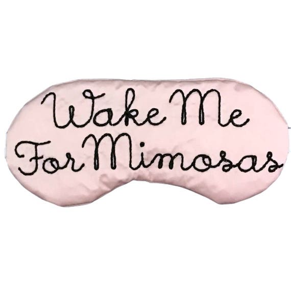 Wake Me For Mimosas Satin Sleep Eye Mask in Blush and Black Il_570xn