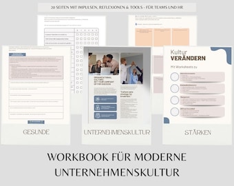 Cuaderno de trabajo Cultura empresarial saludable Cultura del lugar de trabajo Plantilla de cultura laboral Imprimible Formación de equipos BEM Salud Trabajo Liderazgo RR.HH.