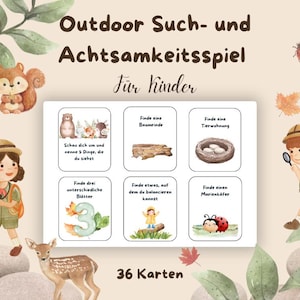Outdoor Achtsamkeit Suchen Spiel Kinder | Suchkarten Draußen Idee Spiele | Natur Umwelt entdecken | Montessori Forscher Kita Suchspiel