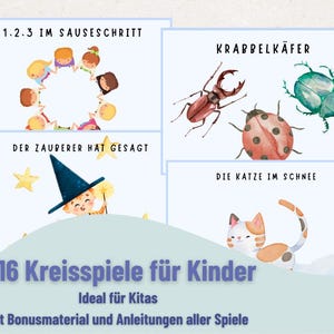 Kreisspiele Karten Kindergarten Kita, Kreisspiel zum Ausdrucken, Kreisspielkarten Morgenkreis, Bewegungsspiele Bildkarten Kits Spiele