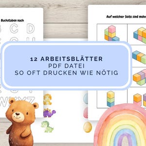 Worksheets for children | Learning materials | Learning sheets for daycare and preschool | Digital worksheets | ABC | Puzzles for kindergarten learning numbers and letters