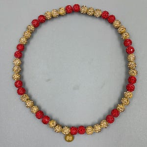 Red and Gold Rhinestone Sports Necklace, Team Colors, Game Day Fan Bling