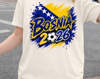 Bosnia Soccer 2026 Shirt, Vintage Bosnia Football Tee, Bosnia Fan Gift, Comfort Colors Bosnian Shirt, World Soccer Fan Apparel