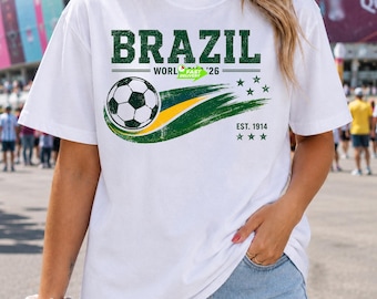 Brazil Soccer 2026 Shirt, Comfort Colors Brazil Football Tee, Vintage Brazil Fan Sweatshirt, Retro Match Day Apparel Gift
