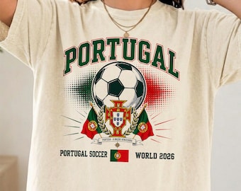 Vintage Portugal Football Shirt, 2026 Soccer World Fan Apparel, Portugal Soccer Gift for Him, Retro Sportswear, Comfort Colors Tee
