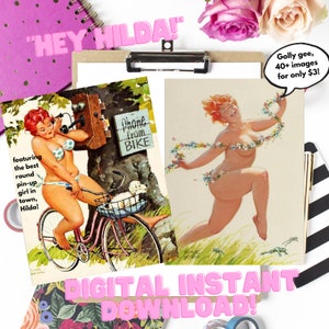 Hey Hilda! Plus Size Hilda Retro Pin Up Girl Photo and Art Collection, INSTANT Digital Download, printable, 45+ images included!