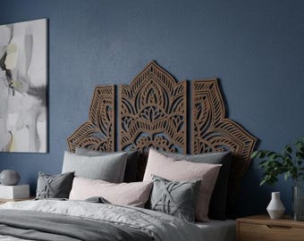 King Headboard, Mandala Headboard, Half Moon Headboard, Boho Headboard, Queen Headboard, Bed Wall Panel, Above Bed Wall Art, Wood Wall Panel