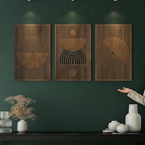 Holzpaneele, Geometrische Holzwand, Moderne Holzwanddekoration, Holzwandpaneele, Abstrakte Holzwandkunst, minimalistische Wandkunst