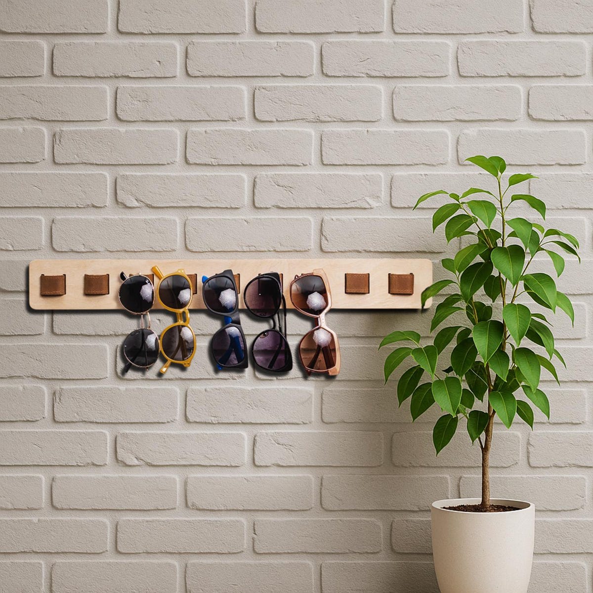 Wall Mounted Wooden Sunglasses Holder