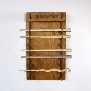 Wooden wand display stand, Magic wand holder wall mount, Wizard wand rack display, Custom wand holder board, Magic wand storage organizer