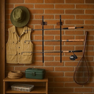 Fishing Rod Wall Mount,Rod Holder Wall Rack,Fishing Gear Storage Organizer,Garage Rod Rack,Vertical Rod Holder,Wall Rod Display Rack