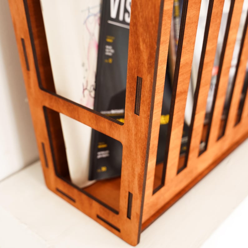 Magazine Rack Tired Wooden Magazine Rack, Floor Magazine Rack, Rustic Magazine Holder ...