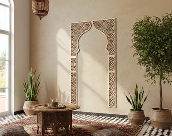 Islamische Moschee Wand Kunst Modern, Mihrab Wandplatte, Marokkanische Geometrische Holzplatten, Großes Islamisches Kunstwerk, Muslimische Wand Dekoration, Arabische Wandkunst