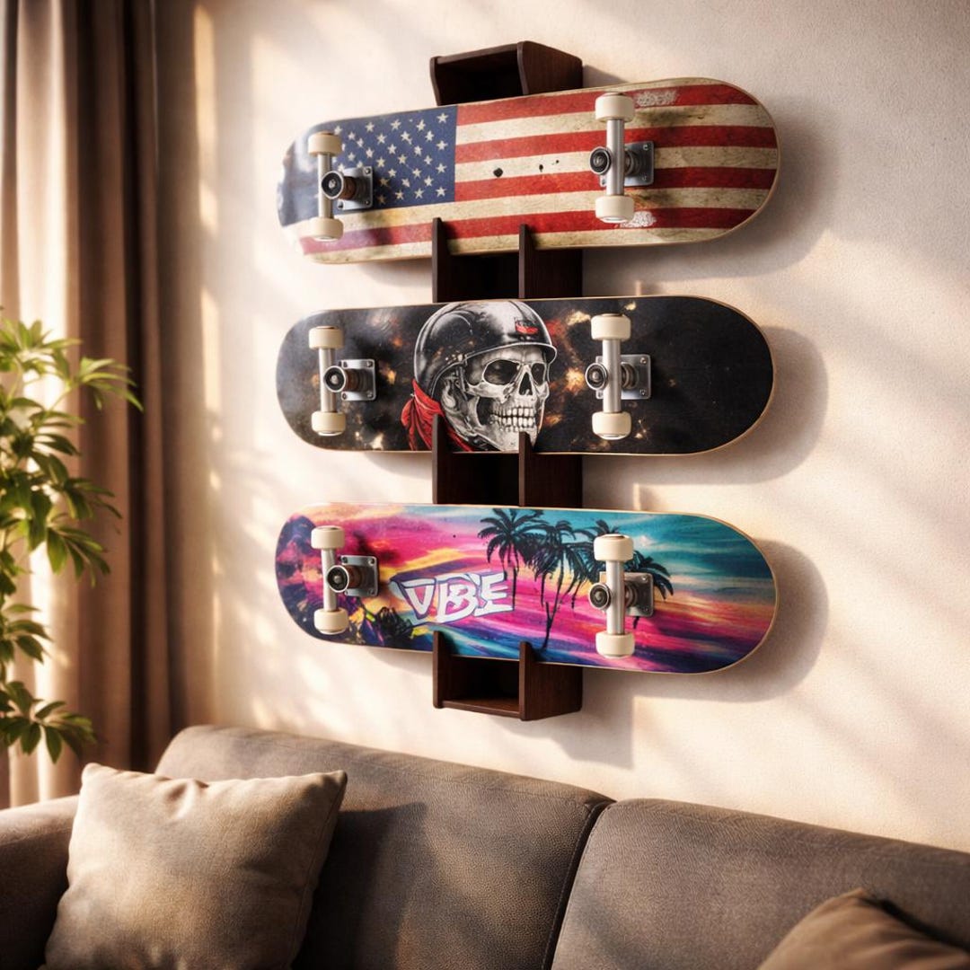 Skaeboard Racks Wall Mount Skateboard Rack, Vertical Skateboard Rack, Skateboard Wall ...