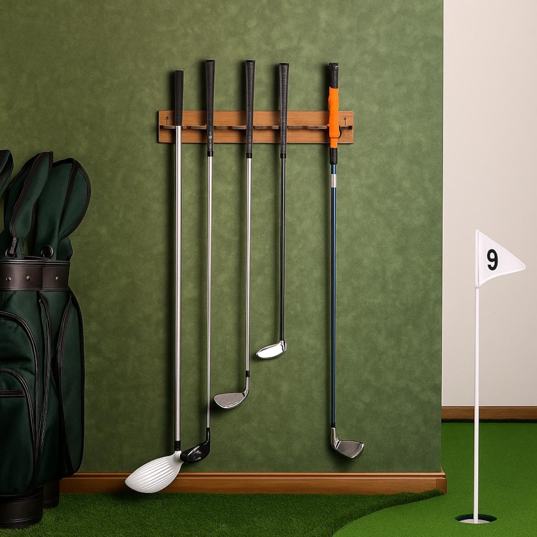 Golf Club Wall Mount Rack, Golf Club Display Holder, Wooden Golf Club ...