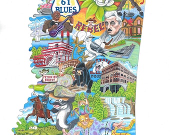 Mississippi Postcards Pack of 50 signed by the artist/vacation/travel