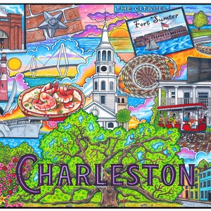 Charleston, South Carolina Postcards Pack of 15 signed by the artist/vacation/travel