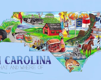 North Carolina Postcards Bulk Pack of 50 signed by the artist/travel/vacation