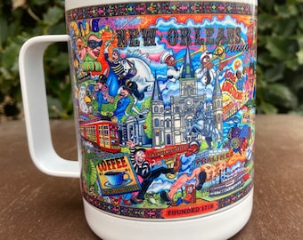 New Orleans Metal 13 ounce Travel Mug