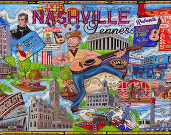 Nashville, Tennessee Postcards Bulk Pack of 50 signed by the artist/travel/vacation