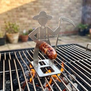 Bonde BBQ Grill Man SVG | Korvhållare laserskuren fil (digital nedladdning)