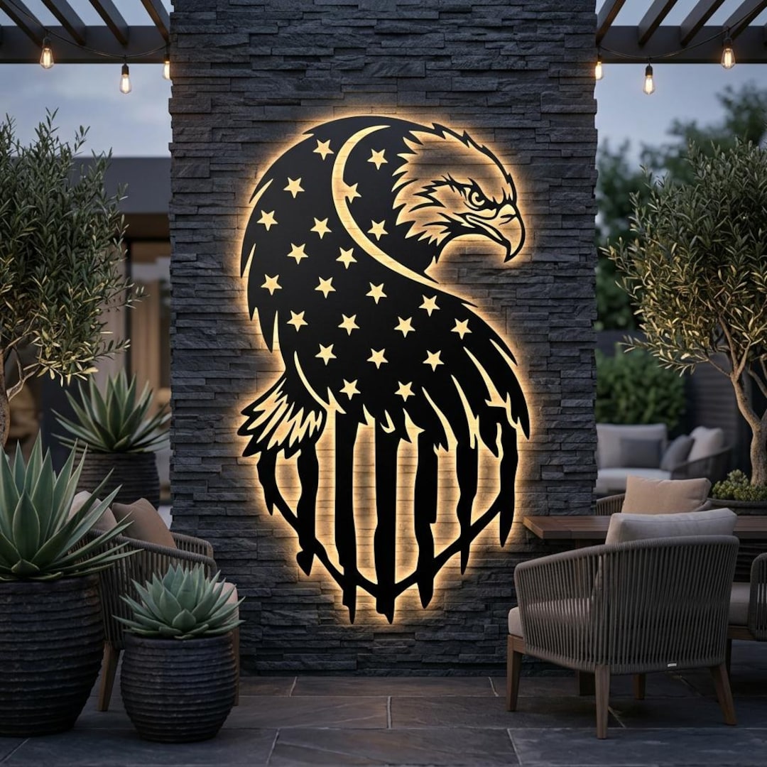 American Flag Eagle Wall Art Laser Cut File | Patriotic USA Metal Decor ...