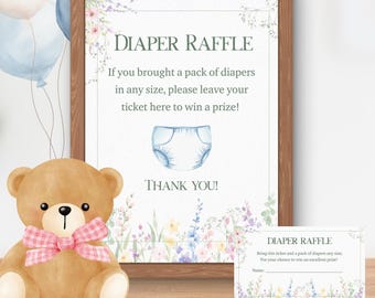April Showers Bring May Flowers Baby Shower - Diaper Raffle Sign, Printable Digital Download