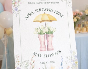 Floral Baby Shower Welcome Sign, April Showers Theme (Digital Download)