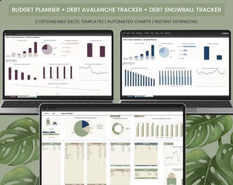 Excel Budget Planner Debt Snowball & Avalanche Tracker Bundle | Debt Payoff Spreadsheet | Income Expense Savings