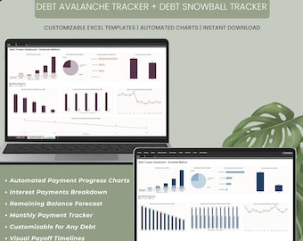 Debt Tracker Bundle: Excel Snowball & Avalanche Debt Payoff Spreadsheet (Digital Download)