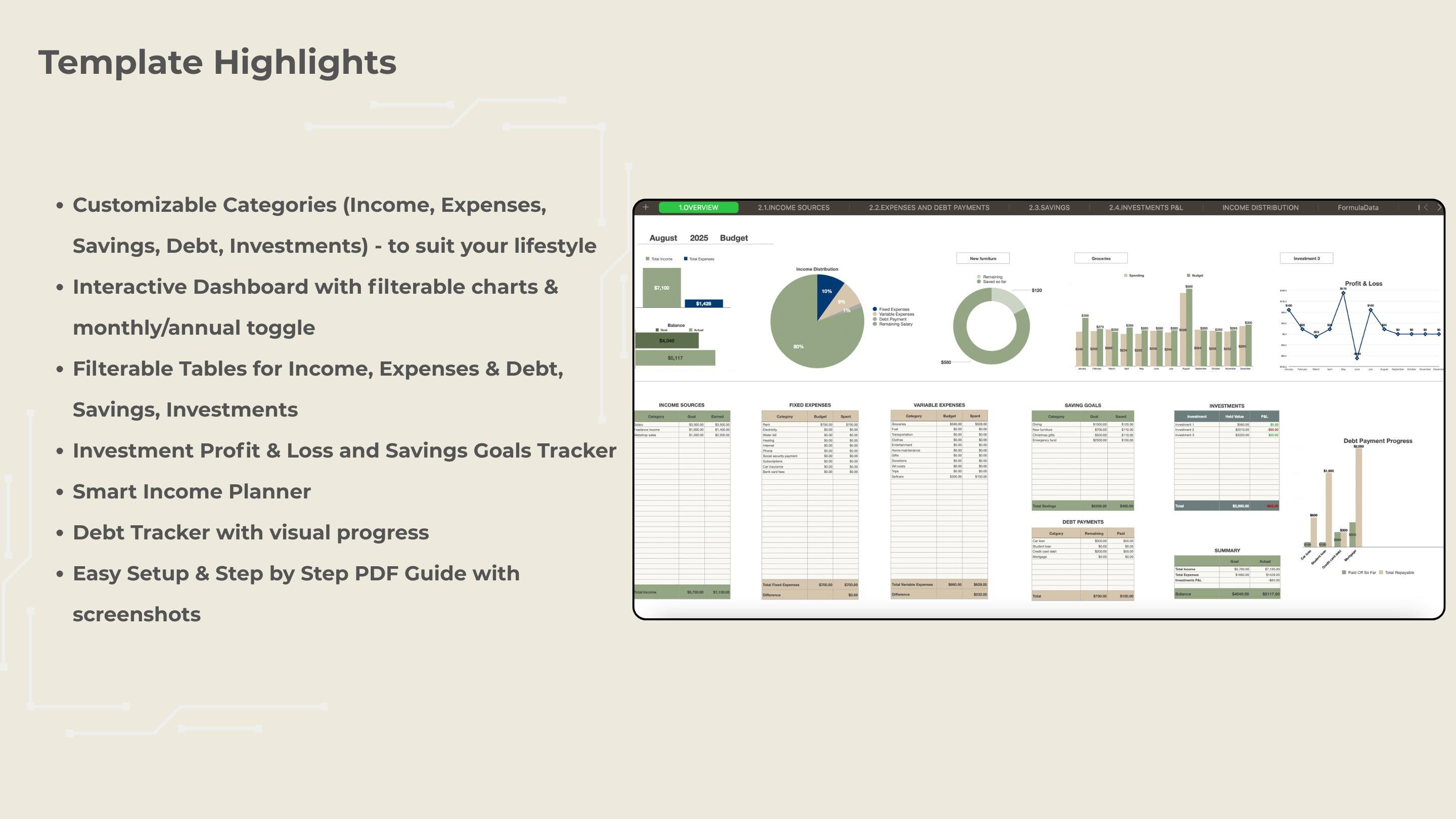 Apple Numbers Budget Spreadsheet & Habit Tracker Bundle: Finance ...