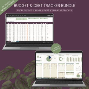 Budget Planner & Debt Avalanche Tracker Excel Bundle | Interactive Financial Dashboard | Automated Budget and Debt Spreadsheet