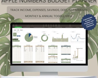 Budget Spreadsheet Apple Numbers | Income and Expense Tracker for Mac and iPad | Savings Debt