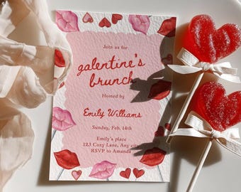 Galentines Brunch-Einladung, bearbeitbare Galentine's Girls Night einladen, Valentinstag Evite, Instant Download