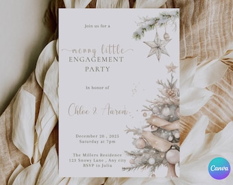 Editable Christmas Engagement Party Invitation Template Merry Little Engagement Party Invite Winter Wedding Shower Festive Engagement Card