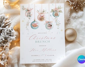 Editable Christmas Brunch Invitation template Holiday Party Invite Christmas Invitation Christmas Breakfast Invite Holiday Brunch Party
