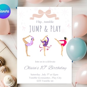 Gymnastics birthday invitation Gymnastic Party Invite Editable Gymnastics Birthday Invitation Gymnastics Party Invitation Template