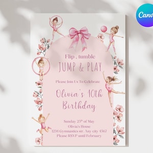 Gymnastics birthday invitation Gymnastic Party Invite Editable Gymnastics Birthday Invitation Gymnastics Party Invitation Template