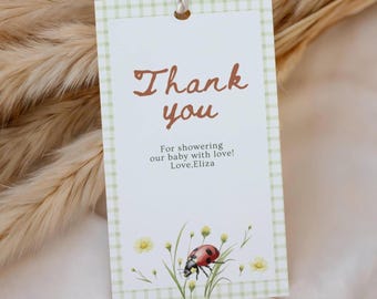 Love Bug Thank You Tag, Editable Little Lovebug Favor Tag, Baby Shower Gift Tag, Instant Download