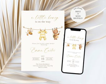 A little honey is on the way baby shower invitation, Honey bear invite, Editable Bee Baby Shower Template