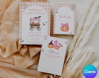 Pumpkin Baby Shower Invitation Bundle: Fall Theme (Digital Download)