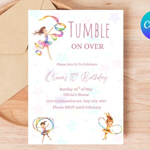 Gymnastics birthday invitation Gymnastic Party Invite Editable Gymnastics Birthday Invitation Gymnastics Party Invitation Template