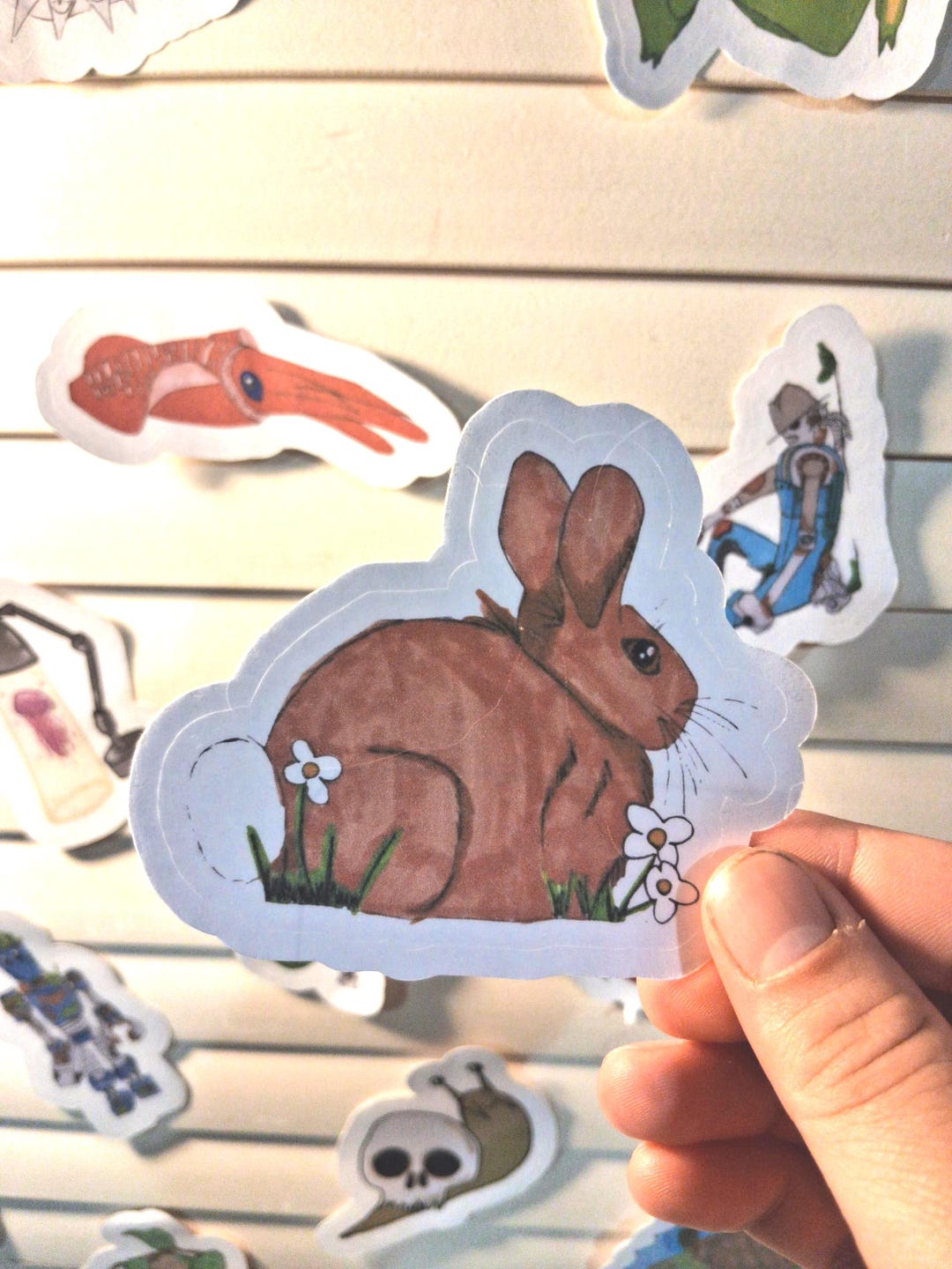 Sticker Uncolour Rabbit Hand-drawn Rabbit Sticker: Laminated, Waterproof, Laptop Decal - Etsy