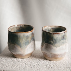 Handgemaakte keramische cappuccinokopjes (set van 2) - lattemok - cappuccinokop - handgemaakt aardewerk - housewarmingcadeau voor haar - espressokopjes