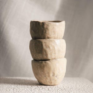 Handgemaakte keramische espressokopjes (set van 3) - espressokop - cappuccinokopje - handgemaakt aardewerk - housewarmingcadeau voor haar - cappuccinokopjes